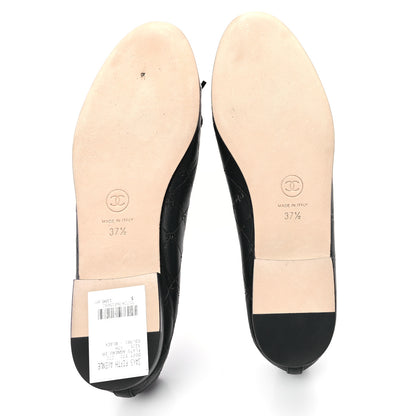 Chanel Printed Lambskin Patent Cap Toe Ballerina Flats 37.5 Black 6 of 9