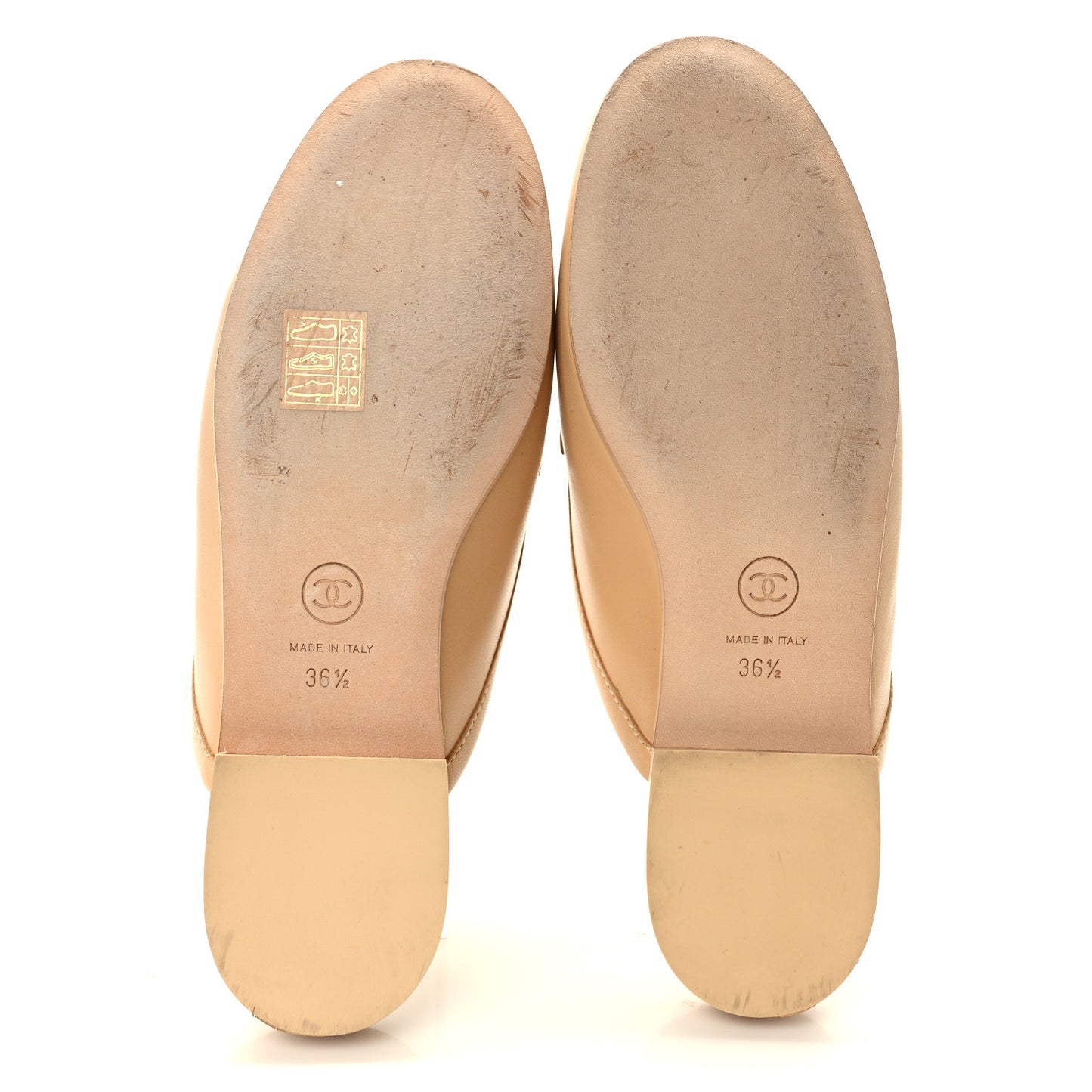Lambskin Pearl CC Mules 36.5 Beige