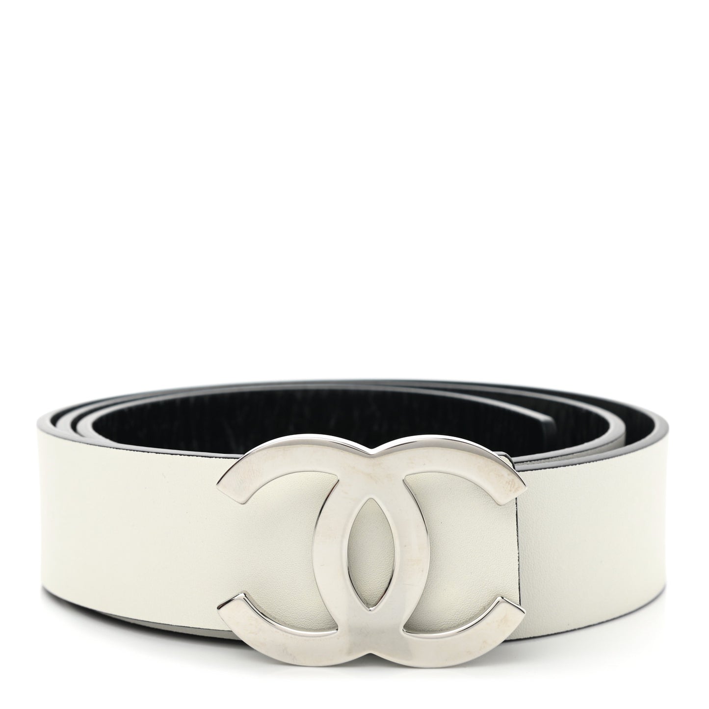 Patent Calfskin CC Reversible Belt 95 Black White
