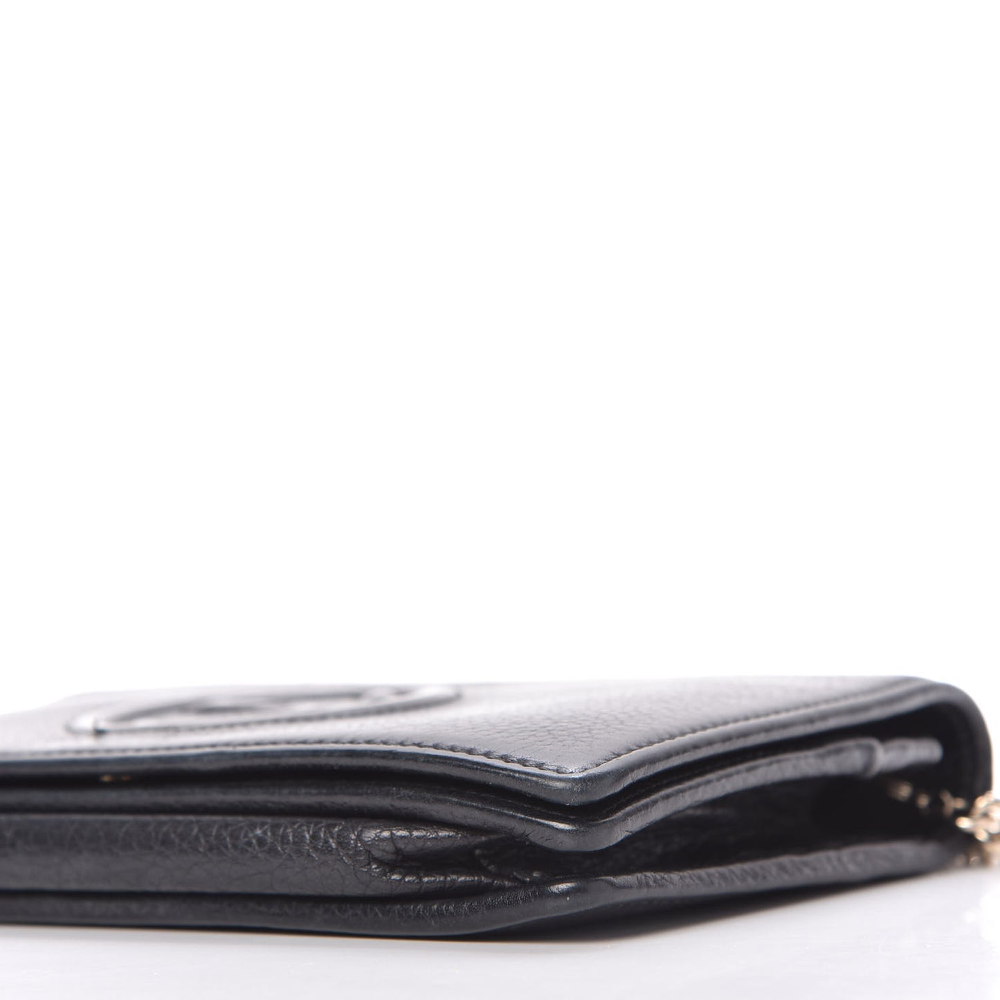 Pebbled Calfskin Soho Wallet on Chain Black
