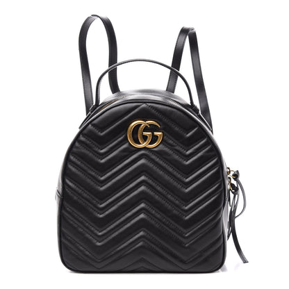 Gucci Calfskin Matelasse GG Marmont Dome Backpack Black 1 of 10