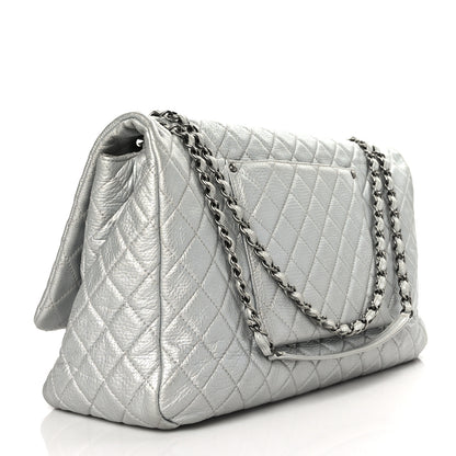 Chanel Metallic Calfskin Quilted XXL Travel Flap Bag Silver 3 of 8