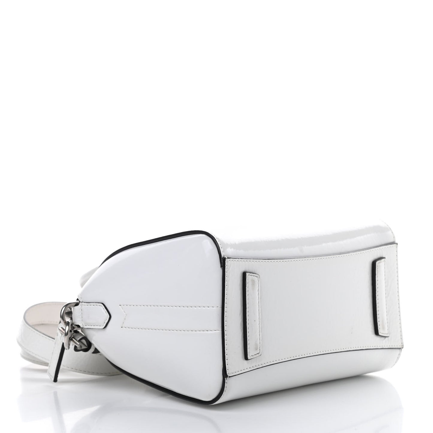 Crinkled Patent Calfskin Mini Antigona White