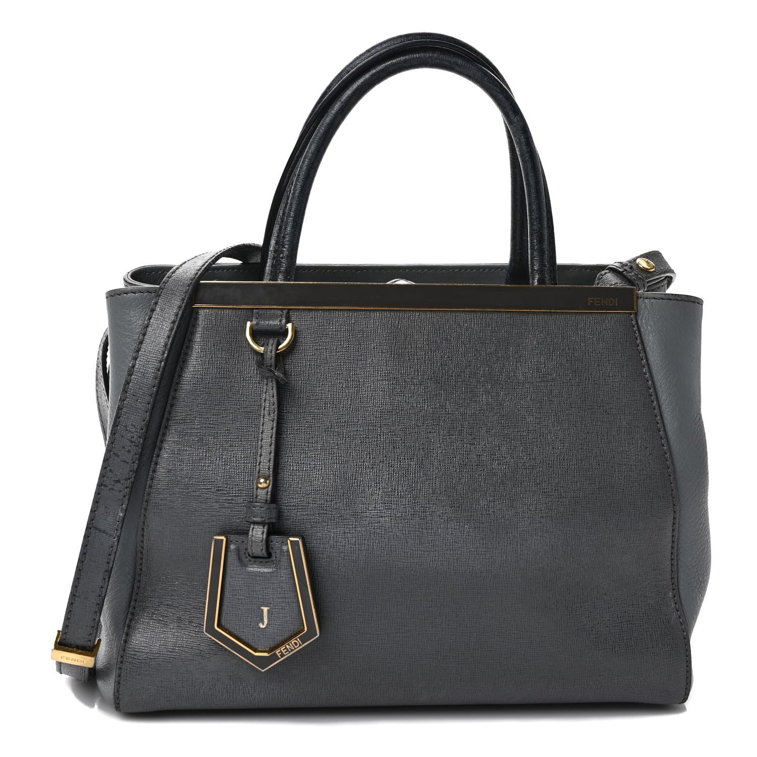 Fendi Vitello Elite Petite 2Jours Tote Grigio Grigio Chiaro 1 of 15