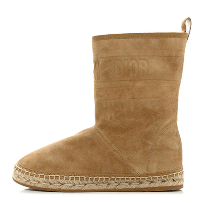 Christian Dior Calfskin Suede Shearling Granville Espadrille Boots 36.5 Natural 1 of 8