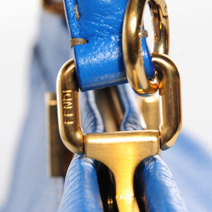Fendi Cuoio Romano Raffia Selleria Medium Peekaboo Iconic Satchel Blue 7 of 13