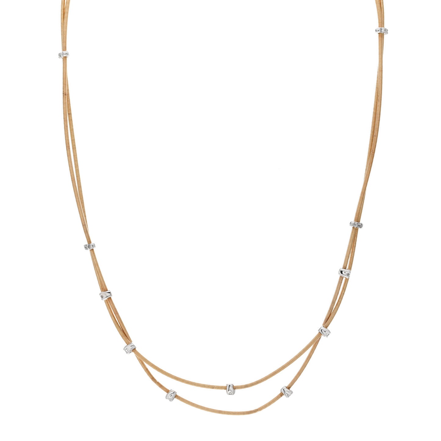 18K Yellow Gold Diamond 2 Strand Goa Necklace