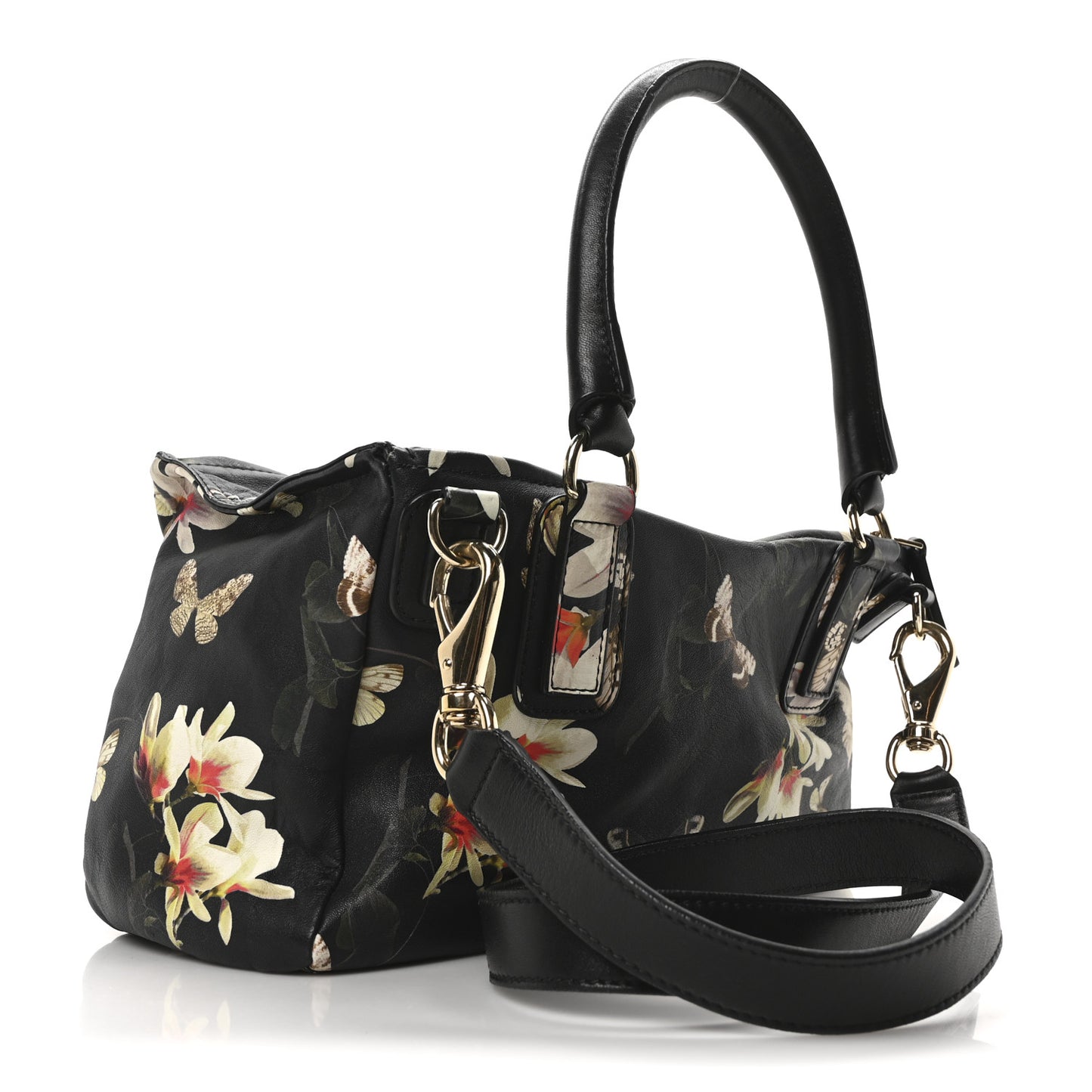 Lambskin Magnolia Print Medium Pandora Black