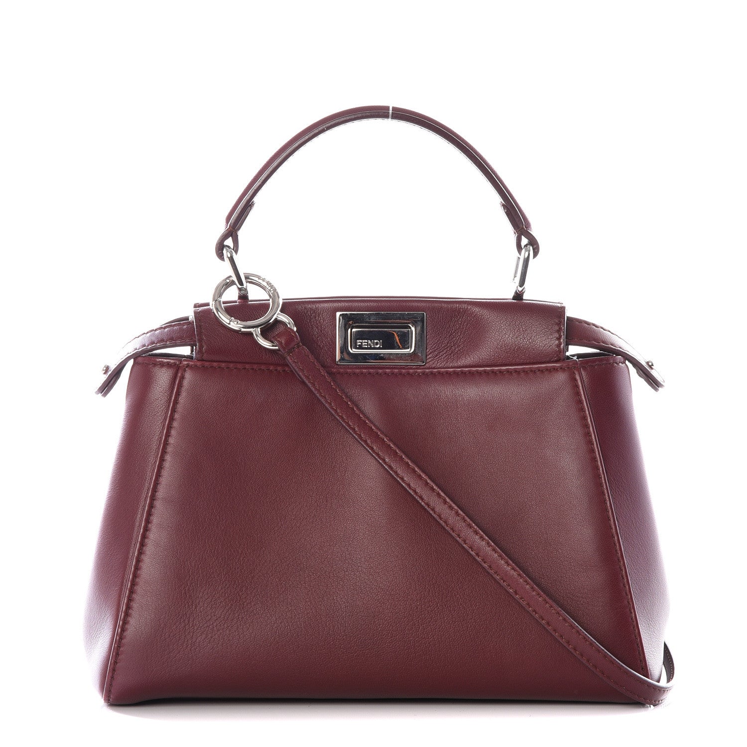 Fendi Nappa Mini Peekaboo Iconic Satchel Bordeaux 1 of 13