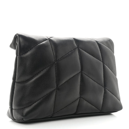 Saint Laurent Lambskin Monogram Loulou Puffer Pouch Clutch Black 4 of 8