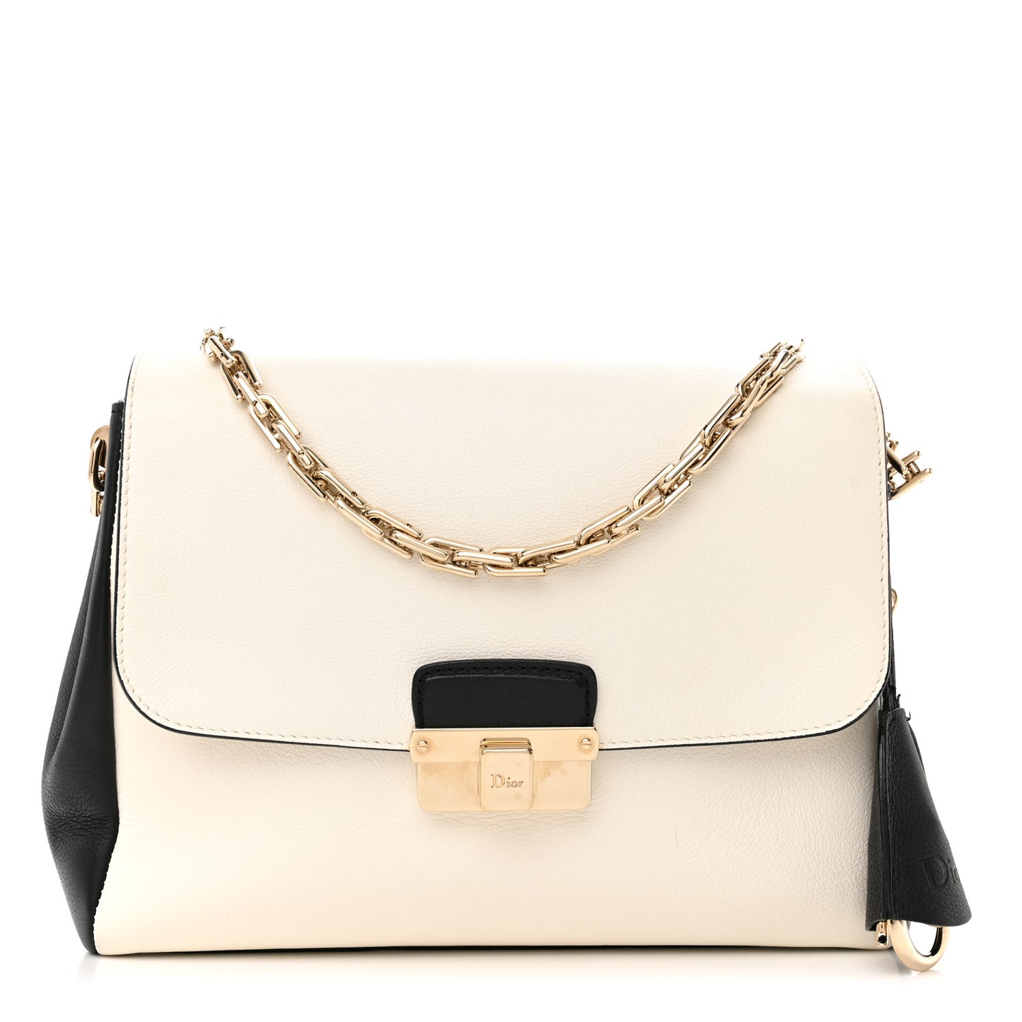 Calfskin Small Diorling White Black