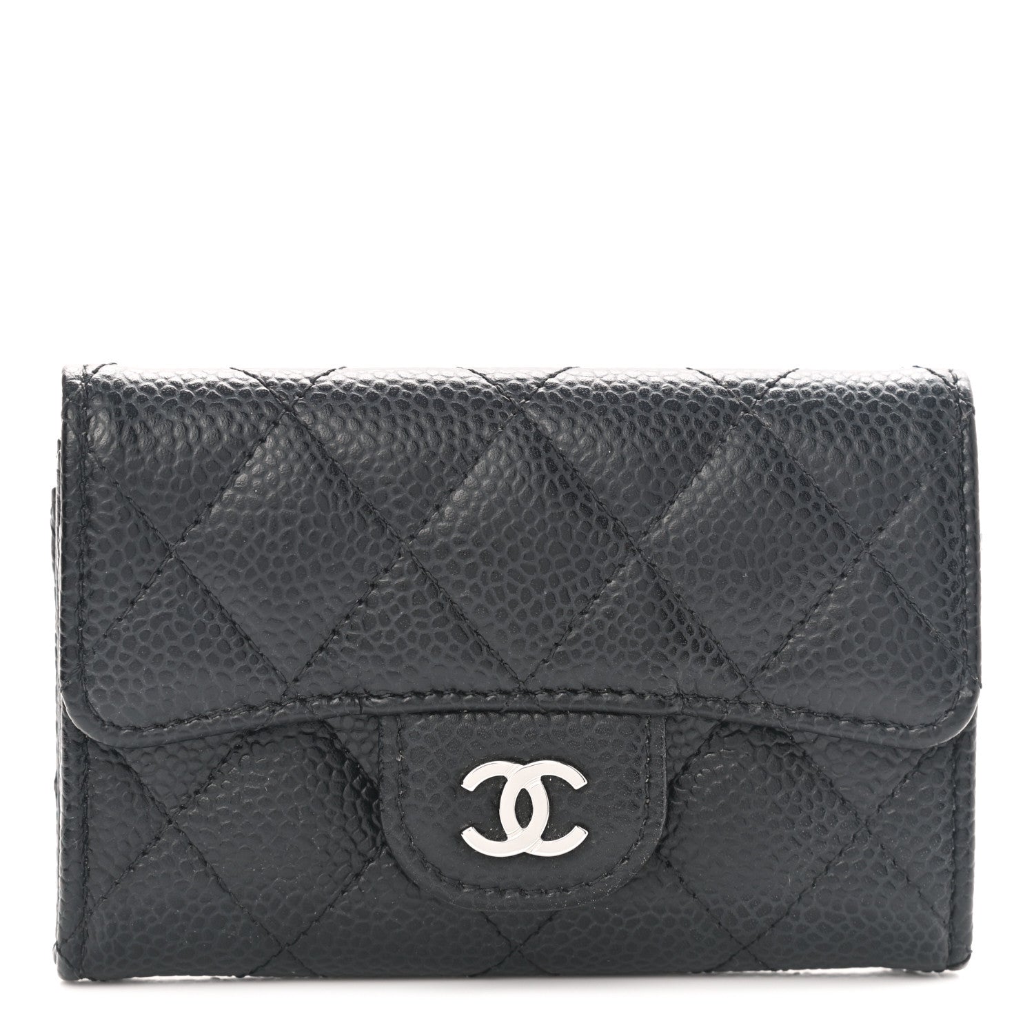 Chanel Caviar Quilted Flap Card Holder Wallet Black 1 of 9