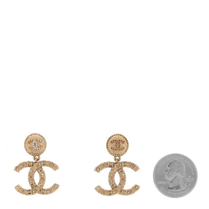 Chanel Crystal CC Drop Logo Earrings Gold 2 of 6