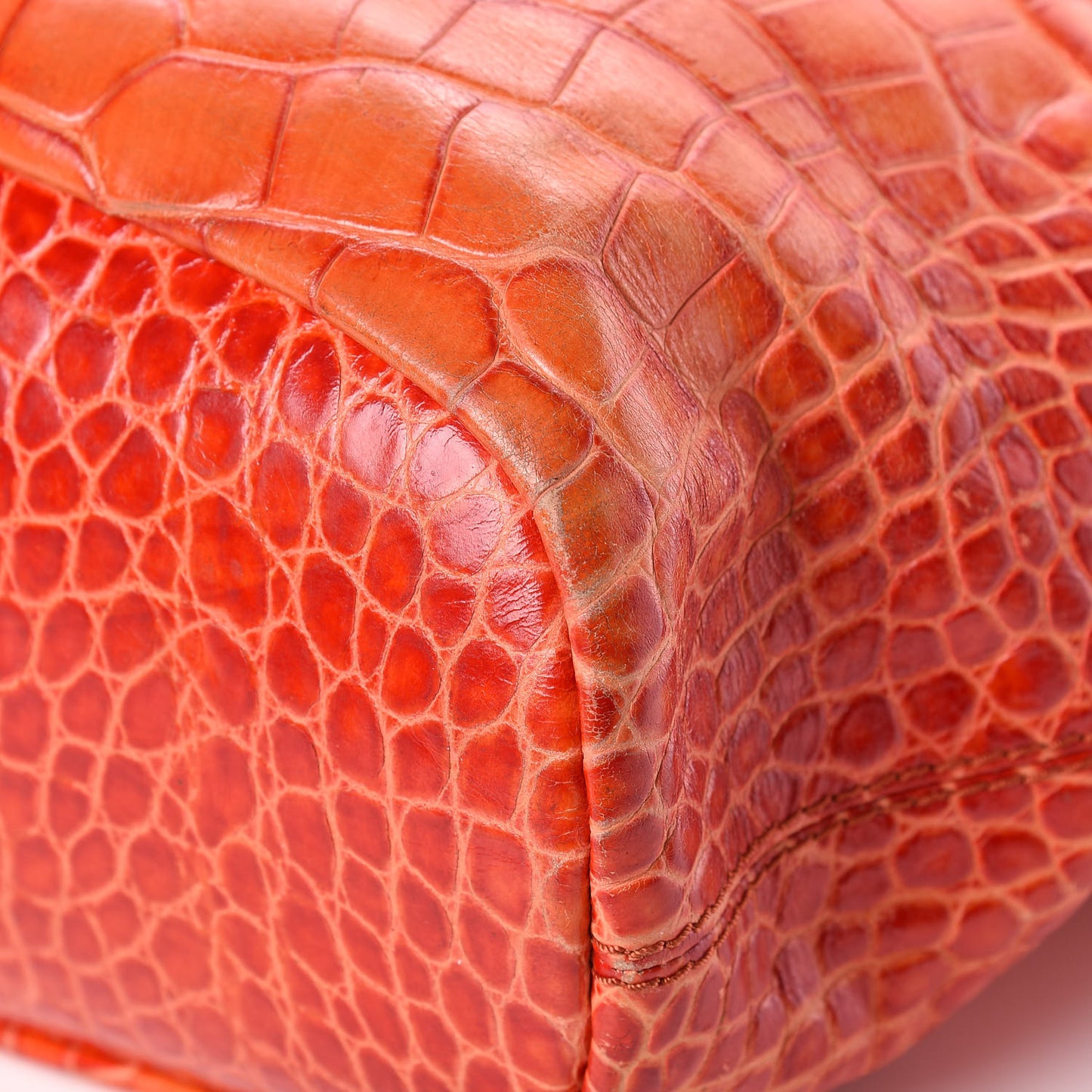 Calfskin Crocodile Embossed Medium Nightingale Orange