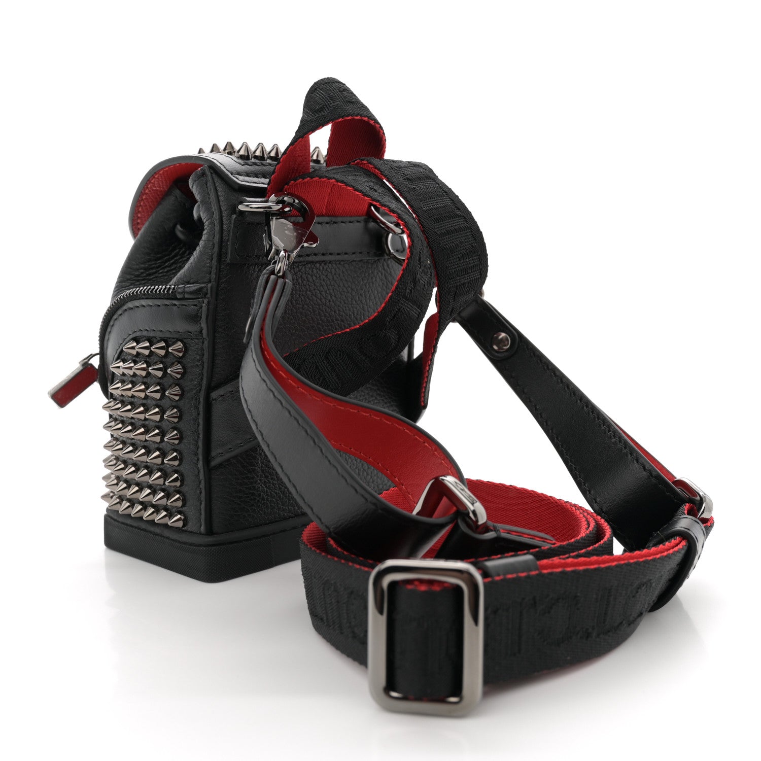 Christian Louboutin Calfskin Spiked Mini Explorafunk Keyring Bag