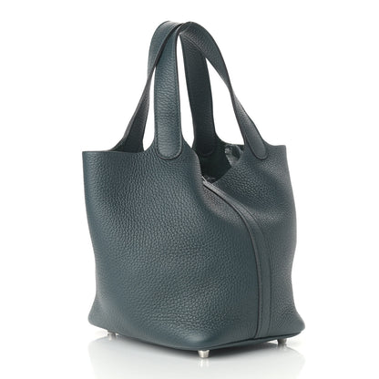 Hermes Taurillon Clemence Picotin Lock 18 PM Vert Cypress 3 of 9