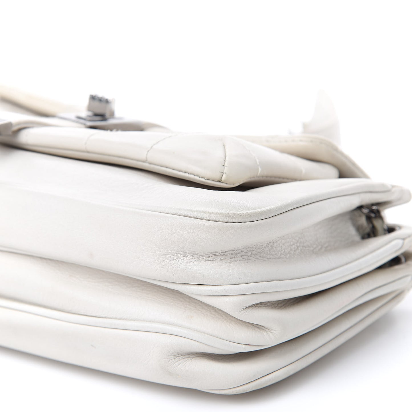 Lambskin Quilted Accordion Mademoiselle Flap White