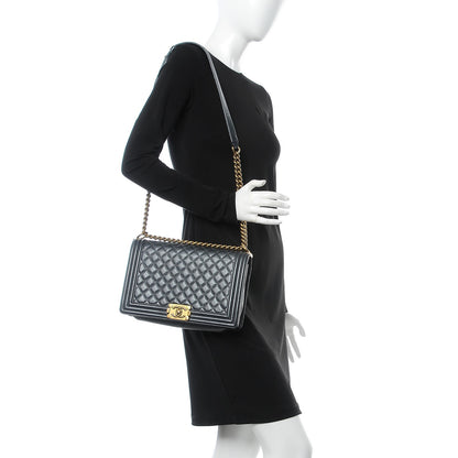 Chanel Metallic Calfskin Quilted New Medium Boy Flap Dark Grey 2 of 8