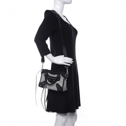 Balenciaga Calfskin Twill Classic Silver Hardware Mini City Black White 2 of 8