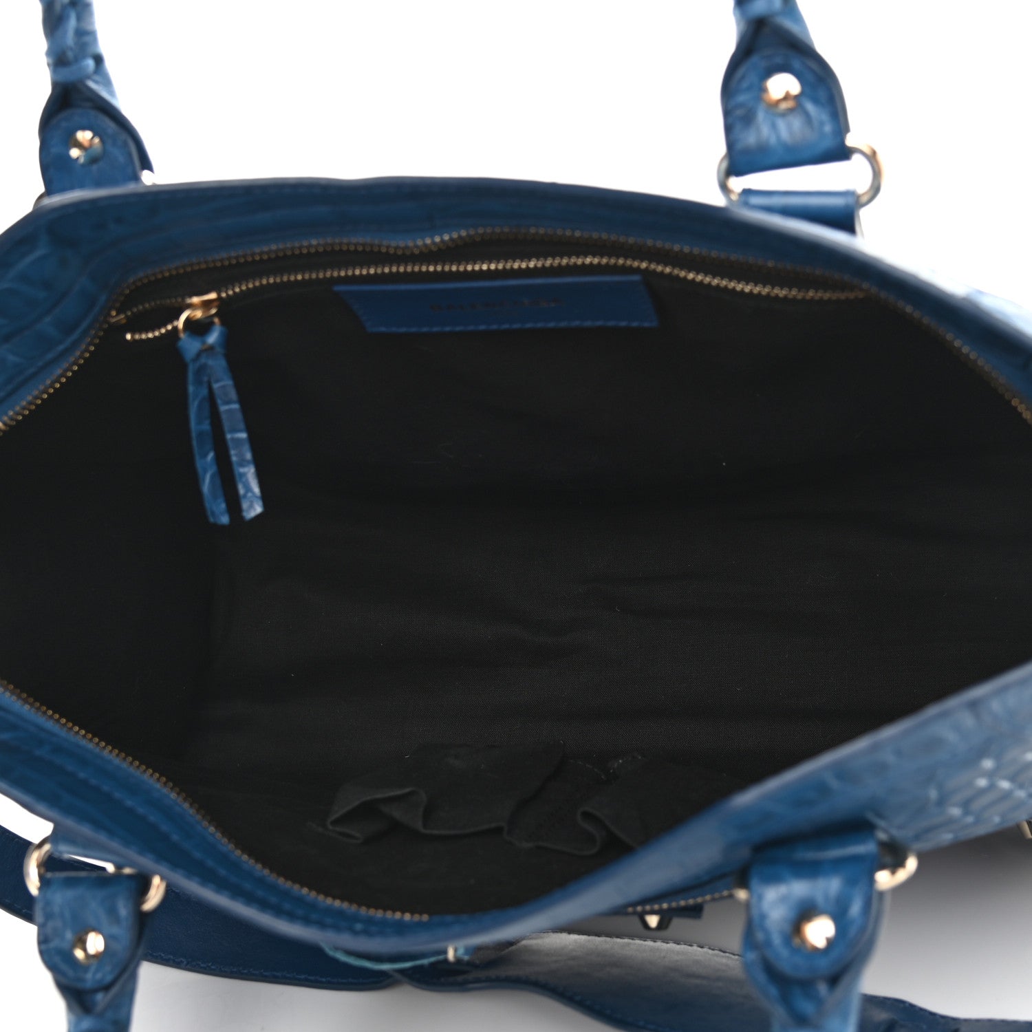 Balenciaga Calfskin Crocodile Embossed Classic Silver Hardware City Bleu Marine 5 of 11
