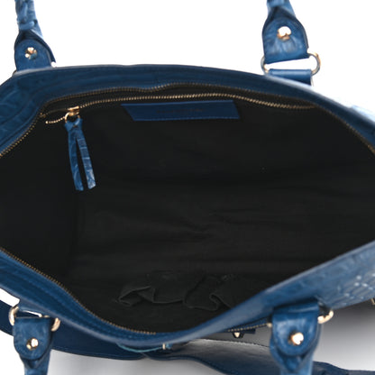 Balenciaga Calfskin Crocodile Embossed Classic Silver Hardware City Bleu Marine 5 of 11