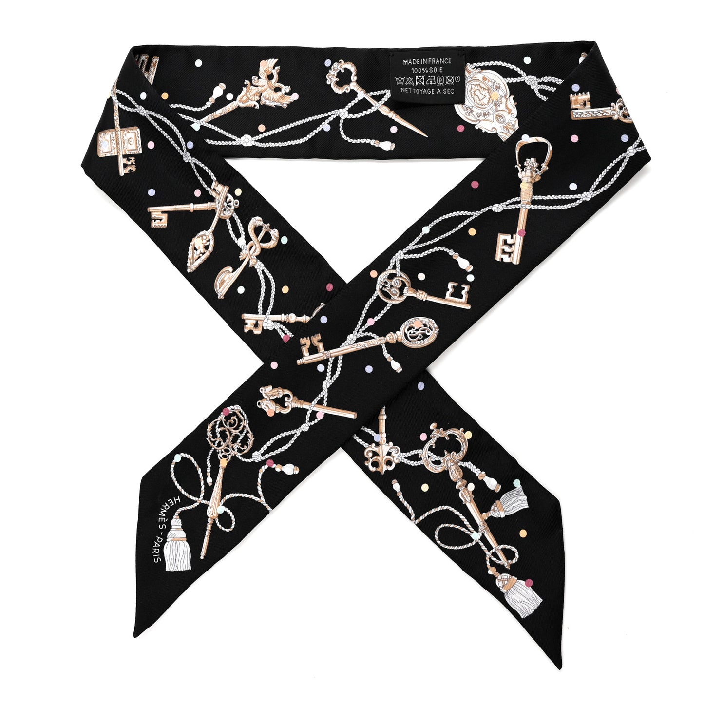 Silk Les Cles A Pois Twilly Black Beige Rose Multicolor