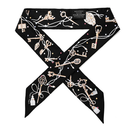 Hermes Silk Les Cles A Pois Twilly Black Beige Rose Multicolor 1 of 5