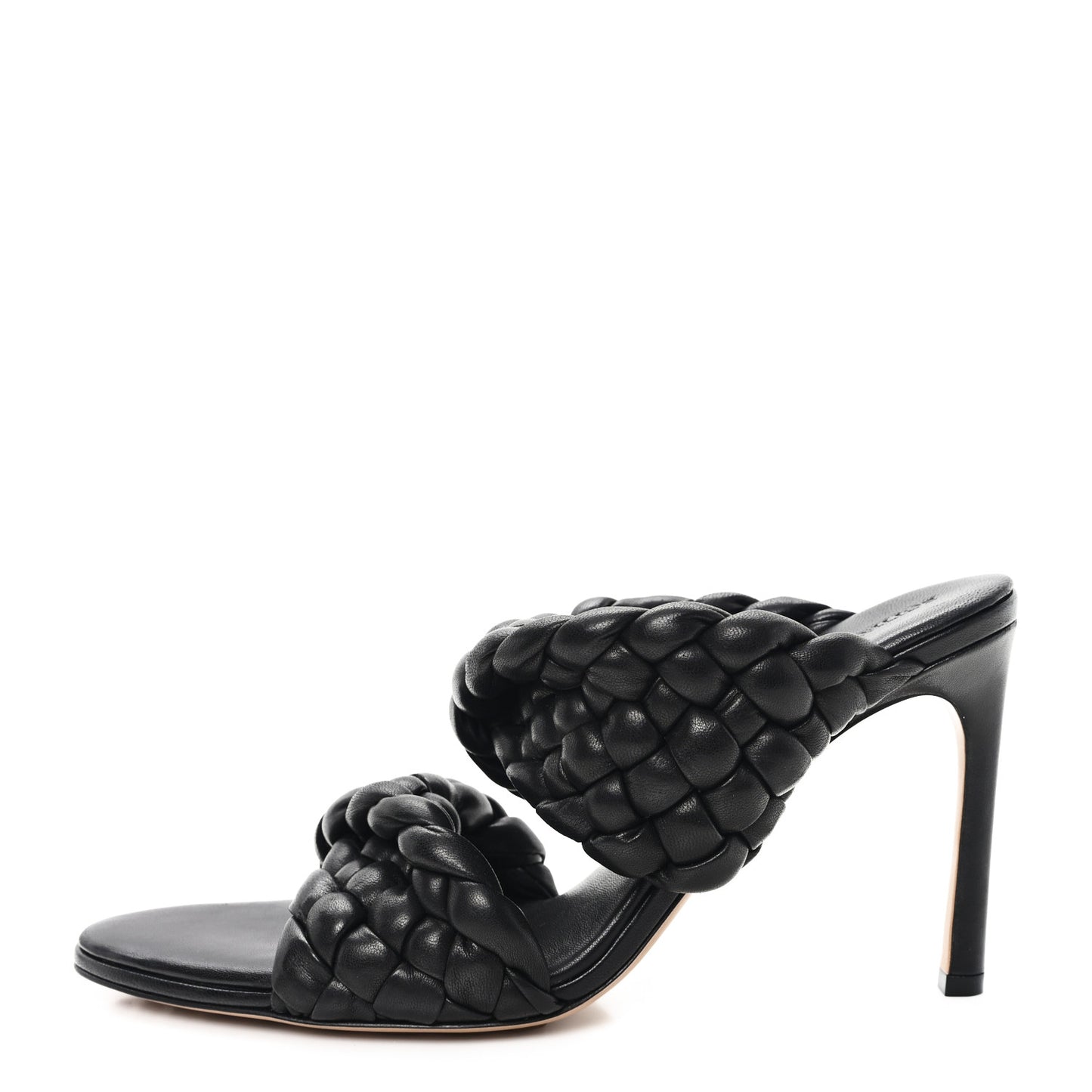 Nappa Twisted Padded Intrecciato Curve Slide Sandals 40 Black