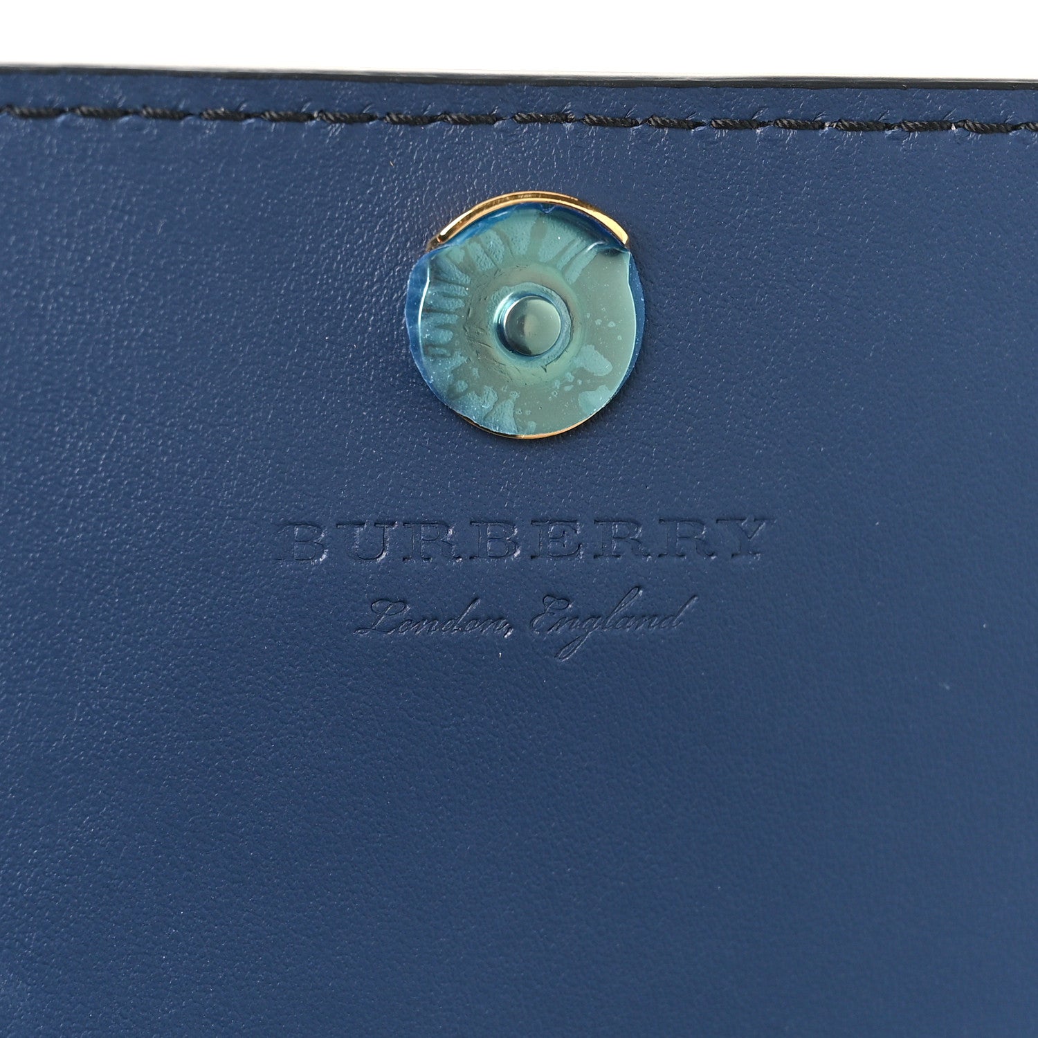 Burberry Grained Calfskin House Check Tartan Mix Hampshire Wallet On Chain Navy 6 of 8