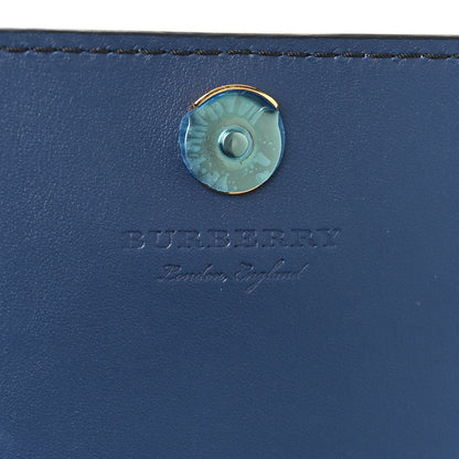 Burberry Grained Calfskin House Check Tartan Mix Hampshire Wallet On Chain Navy 6 of 8