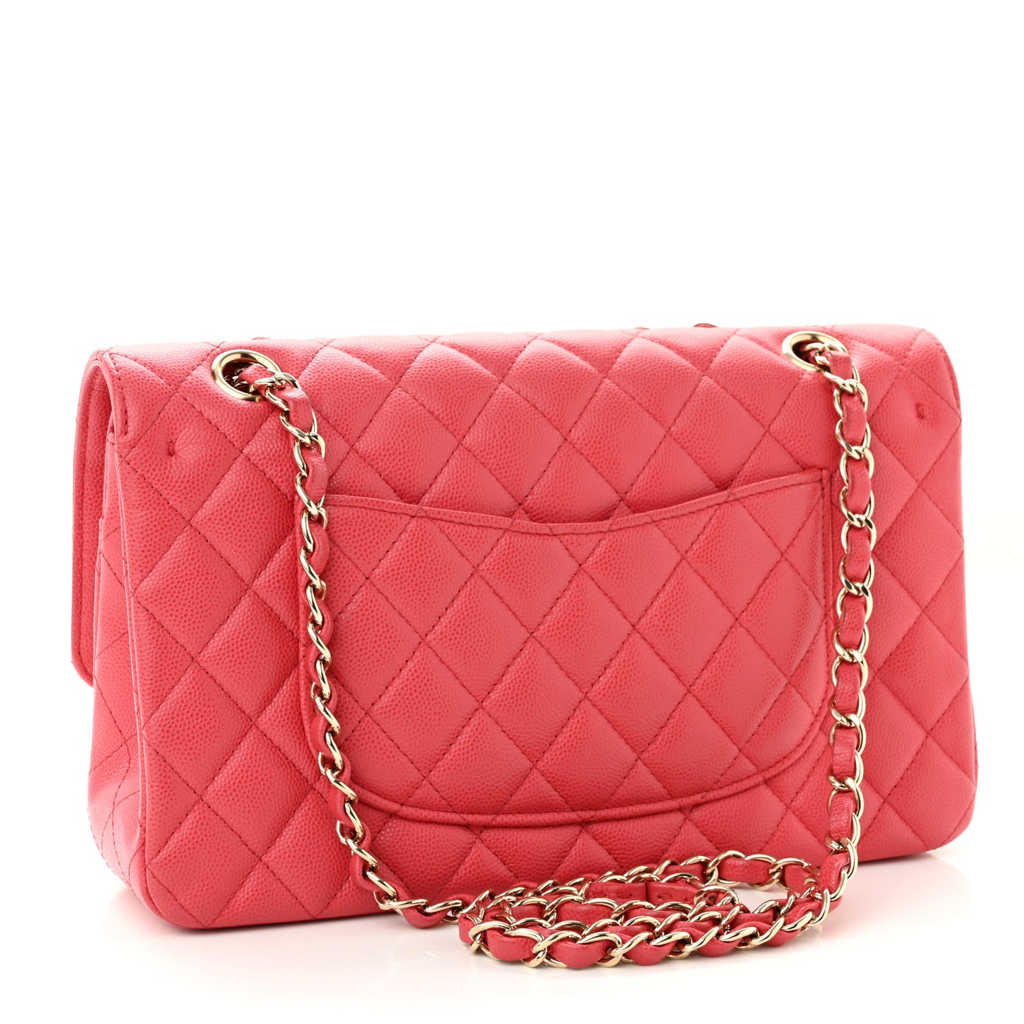 Caviar Quilted Medium Double Flap Dark Pink