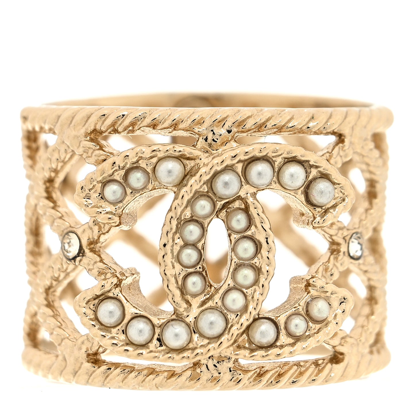 Pearl Chain CC Ring 53 6.5 Gold