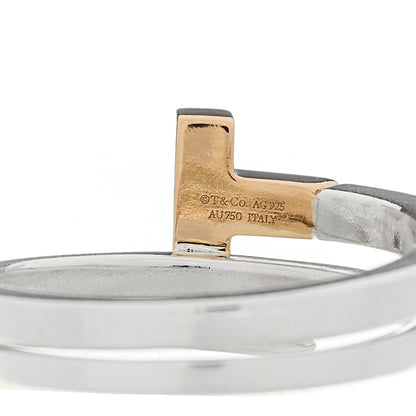 Tiffany 18K Rose Gold Sterling Silver T Square Wrap Ring 58 8.25 5 of 5