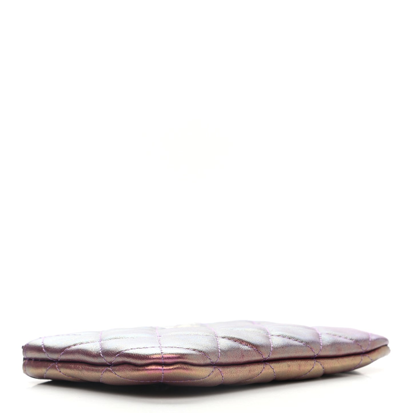 Iridescent Lambskin Quilted Small Cosmetic Case Purple