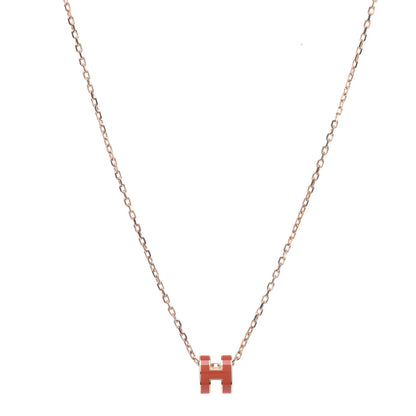 Hermes Lacquered Rose Gold Pop H Pendant Necklace Orange Fonce 1 of 6
