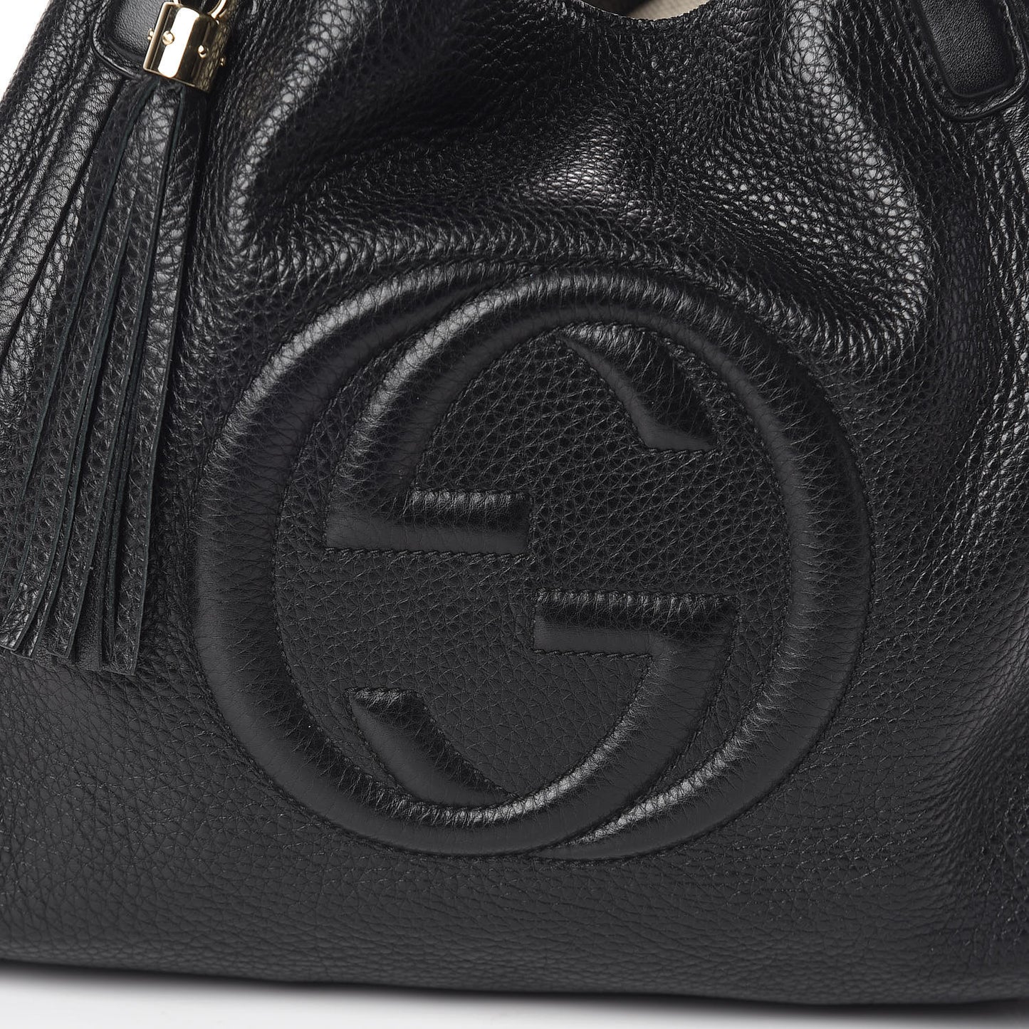 Pebbled Calfskin Medium Soho Shoulder Bag Black
