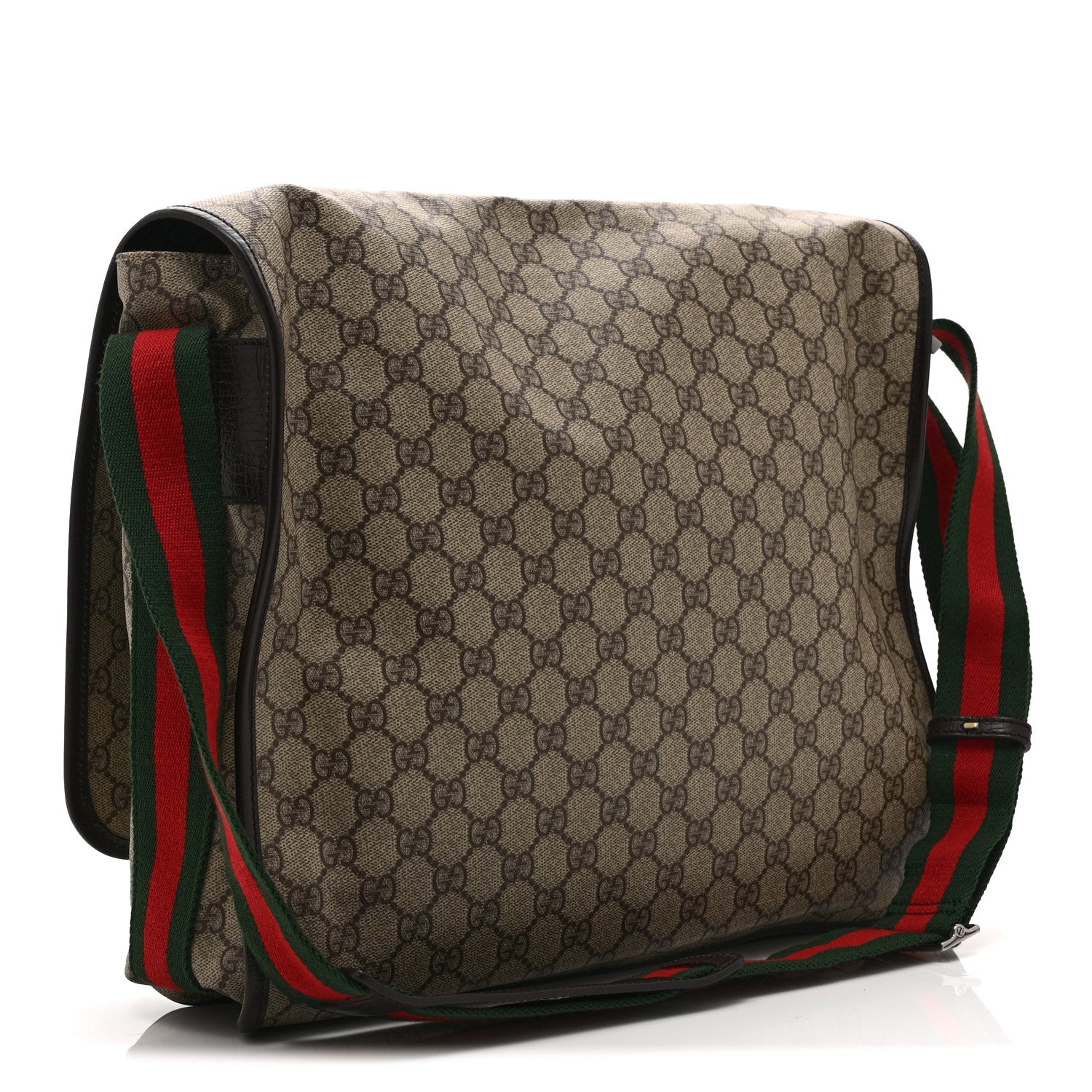 Gucci GG Plus Monogram Web Large Flap Messenger Bag Beige Dark Brown 3 of 10