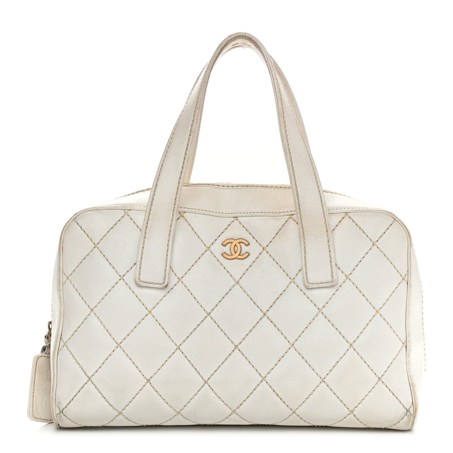 Chanel Calfskin Wild Stitch Top Handle Bag White 1 of 27