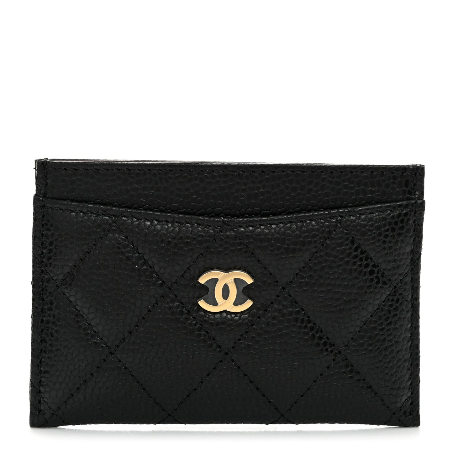 Caviar Quilted Card Holder Black