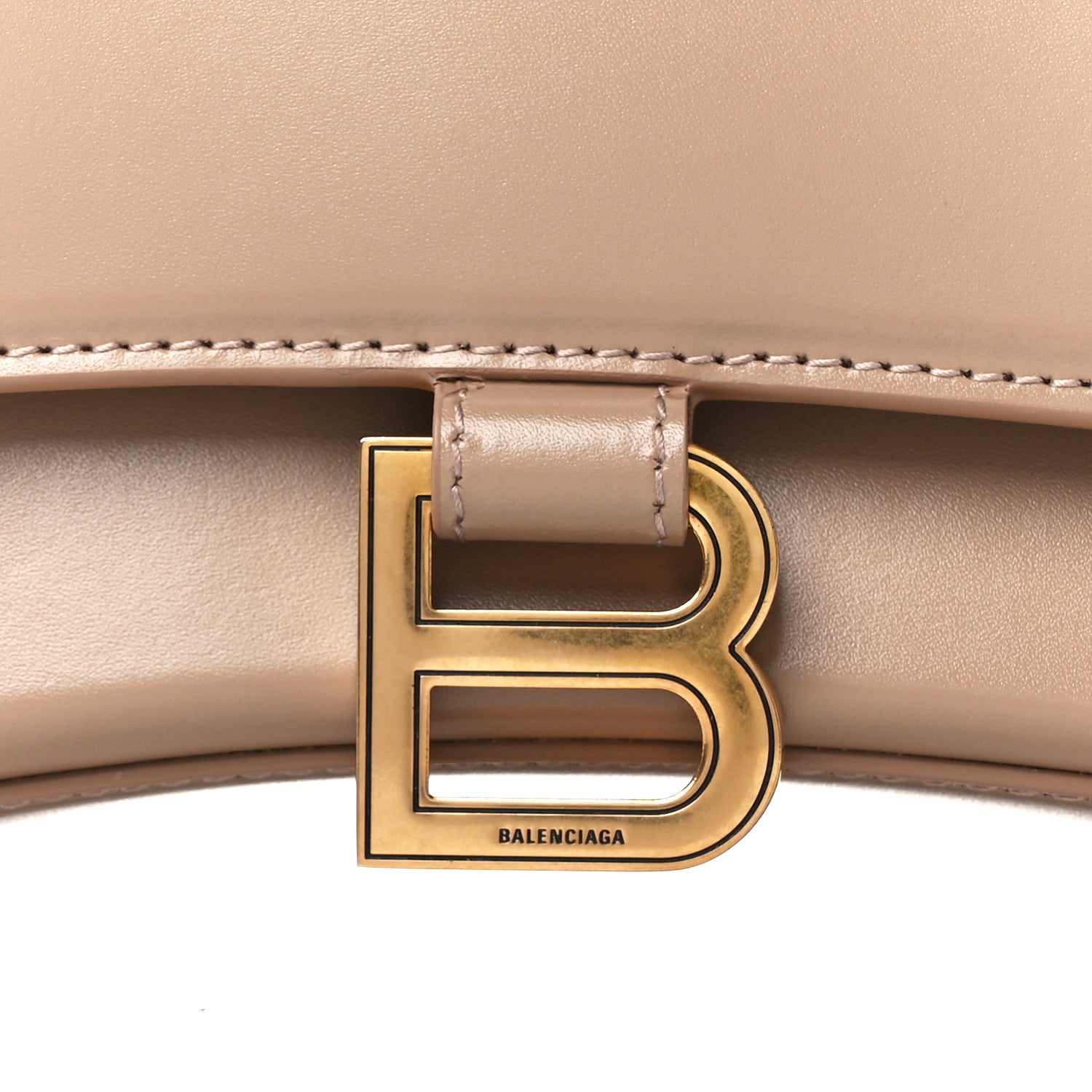 Balenciaga Shiny Box Calfskin Small Hourglass Top Handle Bag Sand 8 of 12