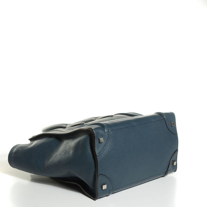 Celine Drummed Calfskin Mini Luggage Blue 4 of 8