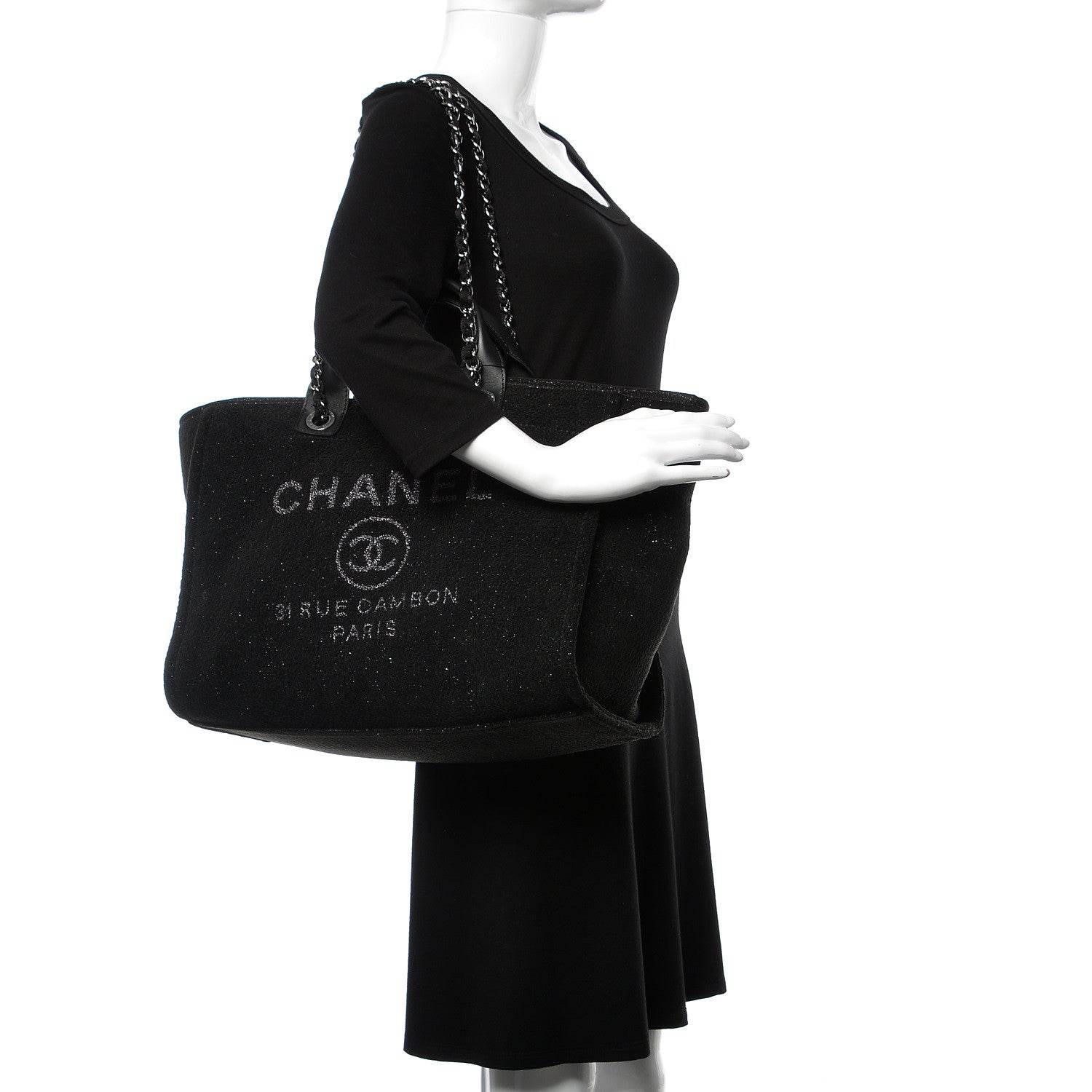 Chanel Lurex Boucle Medium Deauville Tote Black 2 of 10