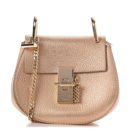 Chloe Metallic Grained Goatskin Nano Drew Shoulder Bag Abstract Gold 1 of 10