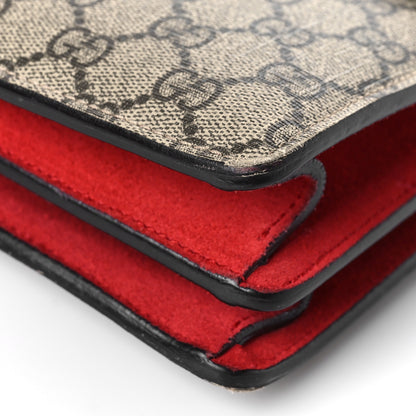 Gucci GG Supreme Monogram Suede Cudu Medium Dionysus Shoulder Bag Beige Ebony Vulcanic Red 9 of 18