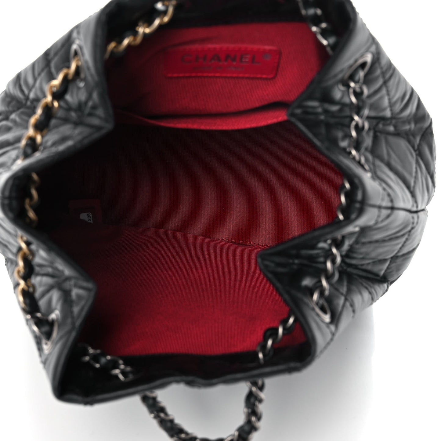 Aged Calfskin Quilted Small Gabrielle Backpack Black