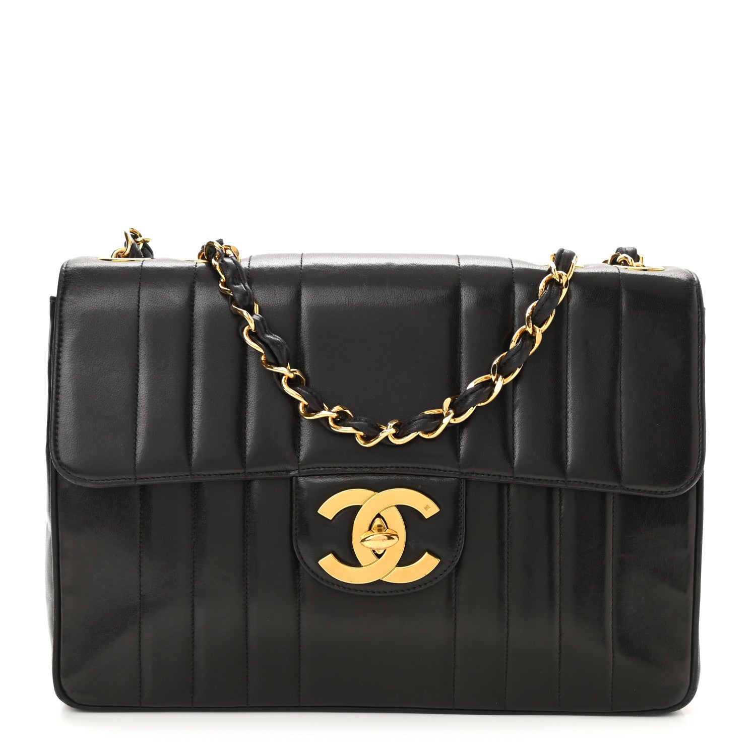 Chanel Lambskin Vertical Quilt Jumbo Single Flap Black 1 of 19
