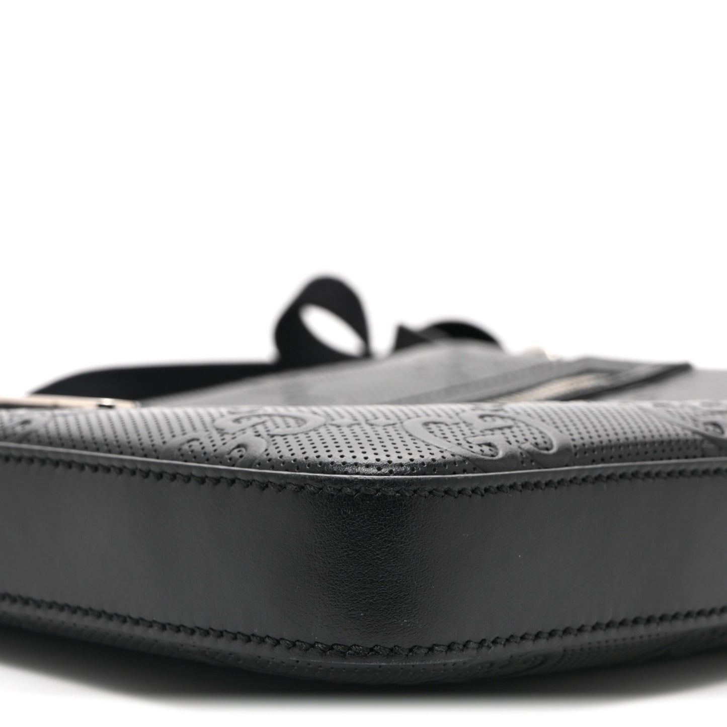 Calfskin GG Tennis Embossed Small Flat Messenger Bag Black
