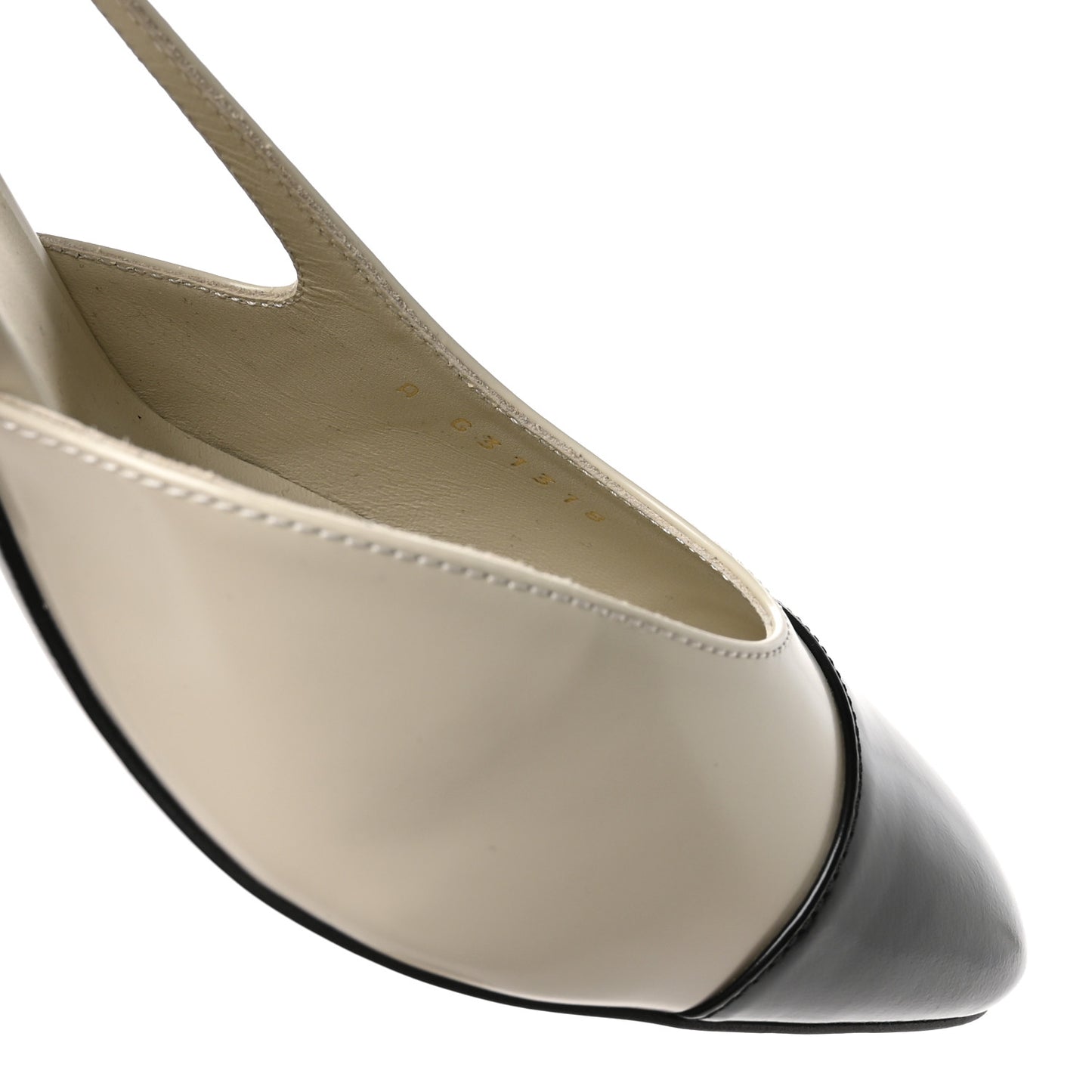 Lambskin Cap Toe CC Slingback Pumps 41 White Black