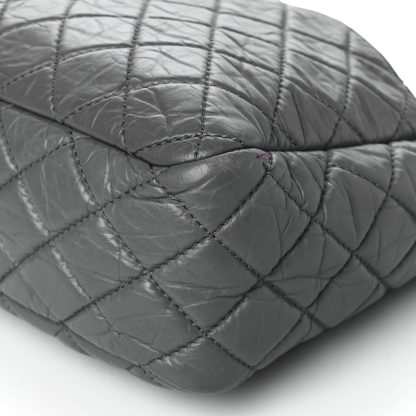 Aged Calfskin Quilted Large Reissue Camera Case Grey