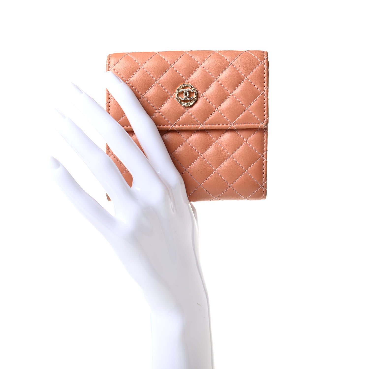 Chanel Lambskin Micro Quilted Compact French Wallet Dark Beige 2 of 11